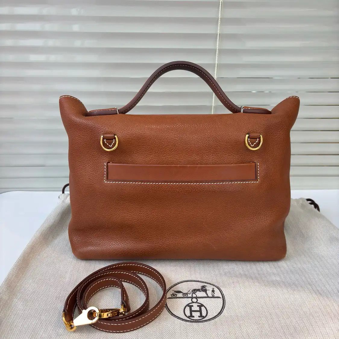 Hermes Hermes 24 29 Gold Brown Faubourg cowhide leather handbag gold hardware D Size ONE SIZE - 2 Thumbnail