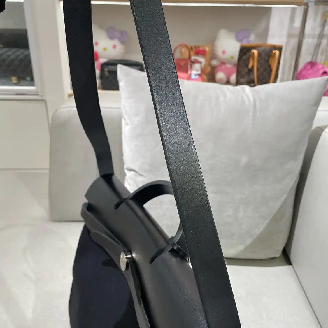 Hermes Hermes Herbag Messenger 39 black canvas crossbody bag silver hardware B sub-pock Size ONE SIZE - 7 Thumbnail
