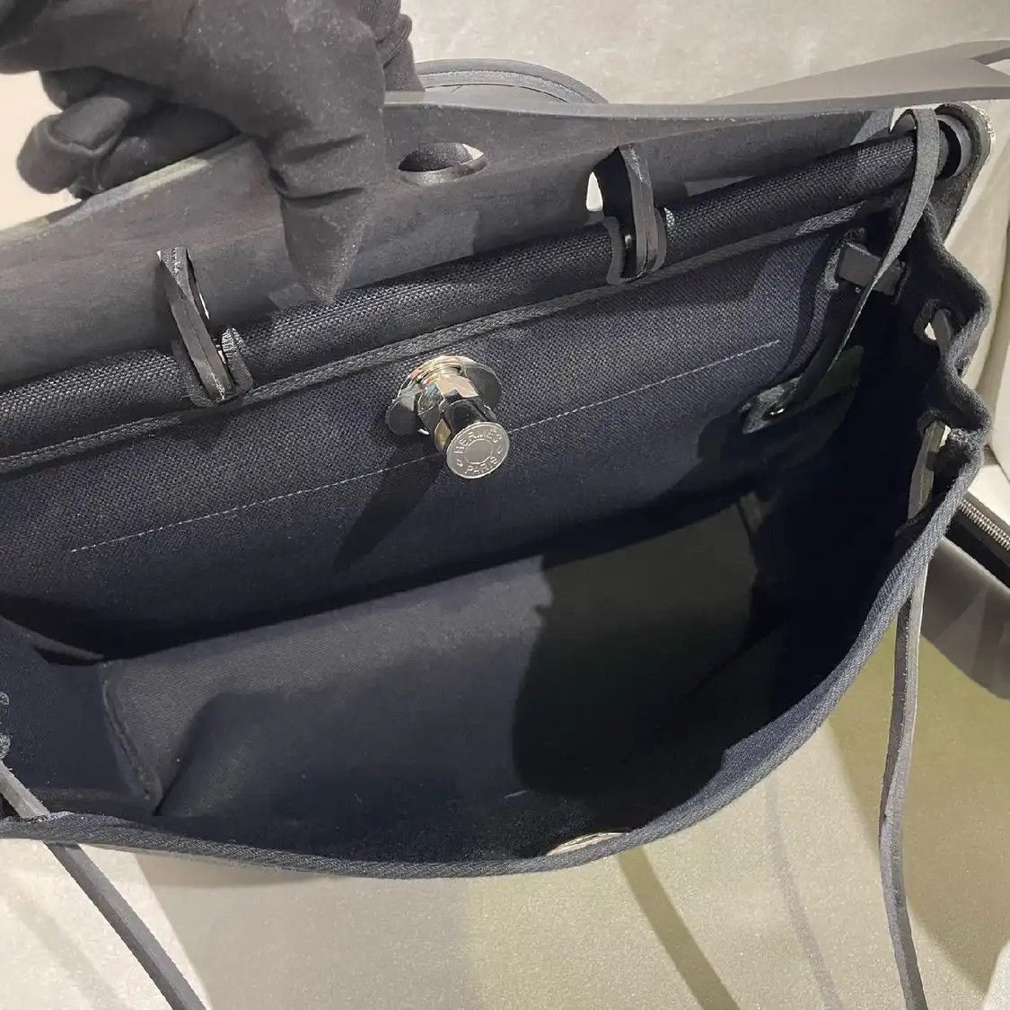 Hermes Hermes Herbag Messenger 39 black canvas crossbody bag silver hardware B sub-pock Size ONE SIZE - 5 Thumbnail