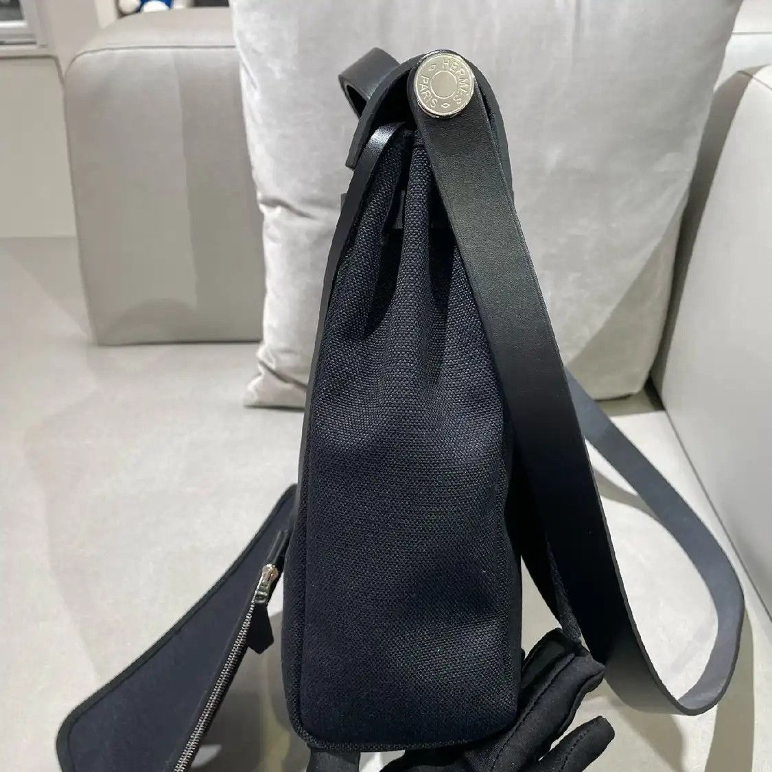Hermes Hermes Herbag Messenger 39 black canvas crossbody bag silver hardware B sub-pock Size ONE SIZE - 10 Thumbnail