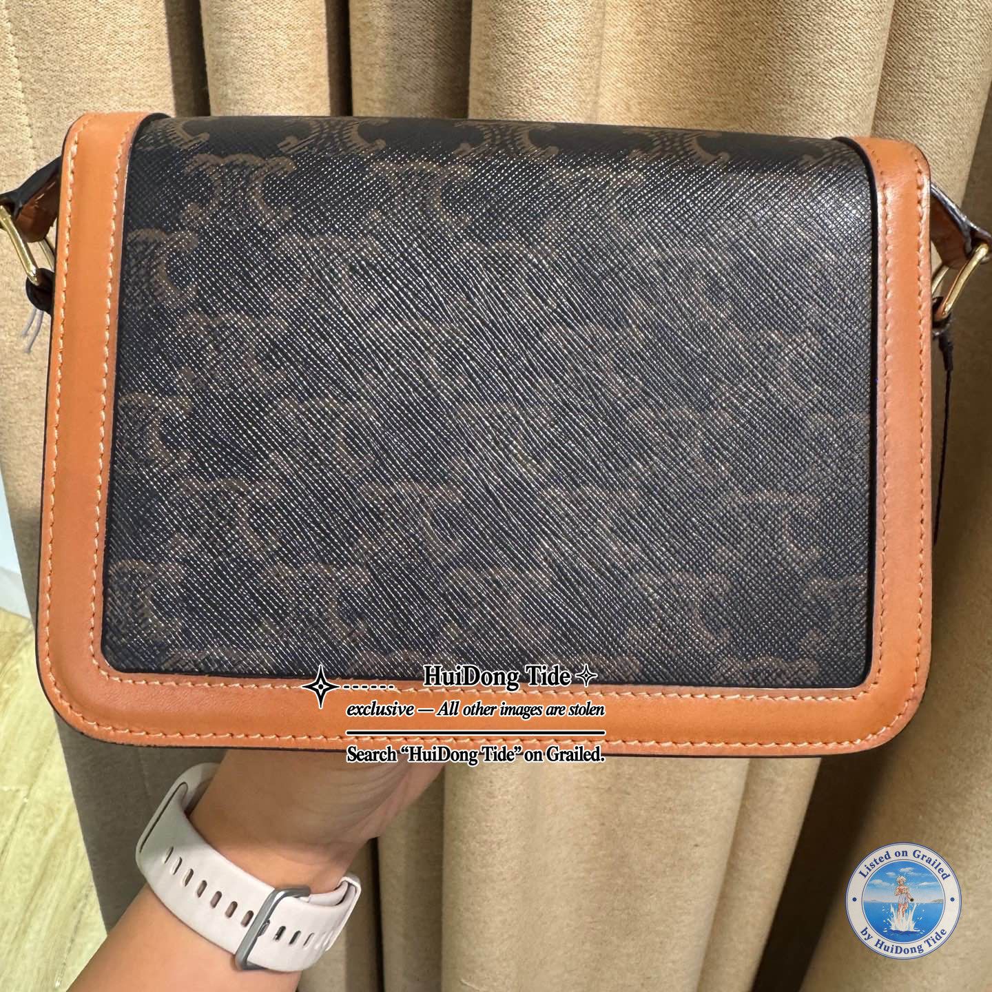 Celine CELINE Teen Triomphe Canvas Shoulder Bag Brown Size ONE SIZE - 14 Thumbnail