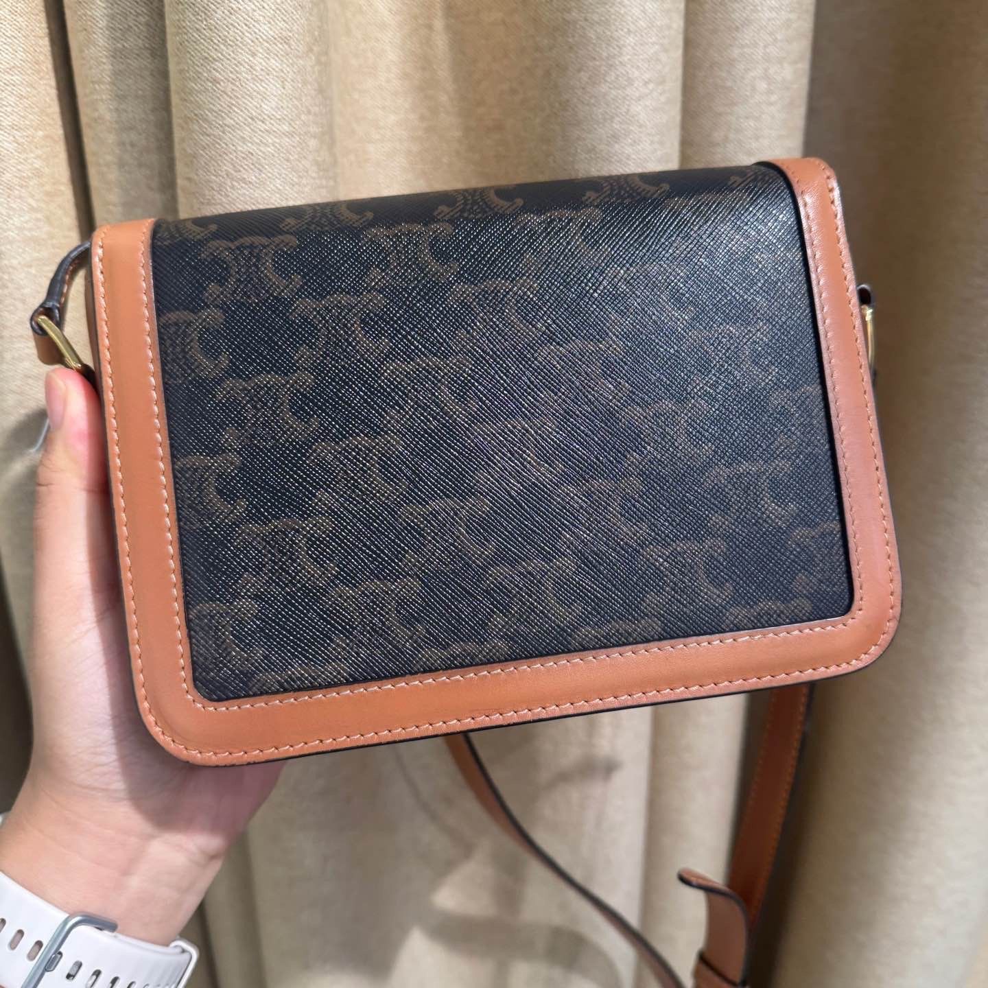 Celine CELINE Teen Triomphe Canvas Shoulder Bag Brown Size ONE SIZE - 2 Thumbnail