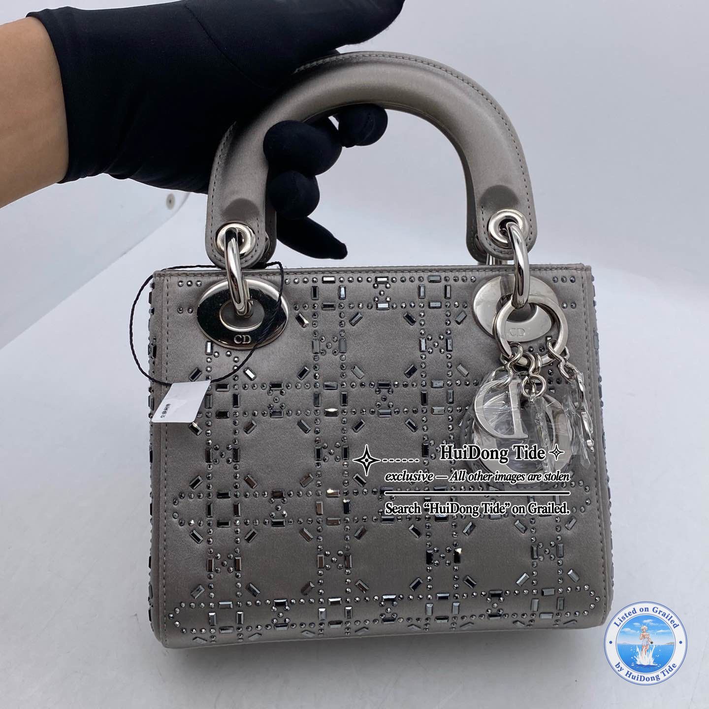 Dior Dior Lady Dior Satin Embellished Handle Bag ONE SIZE Size ONE SIZE - 6 Thumbnail