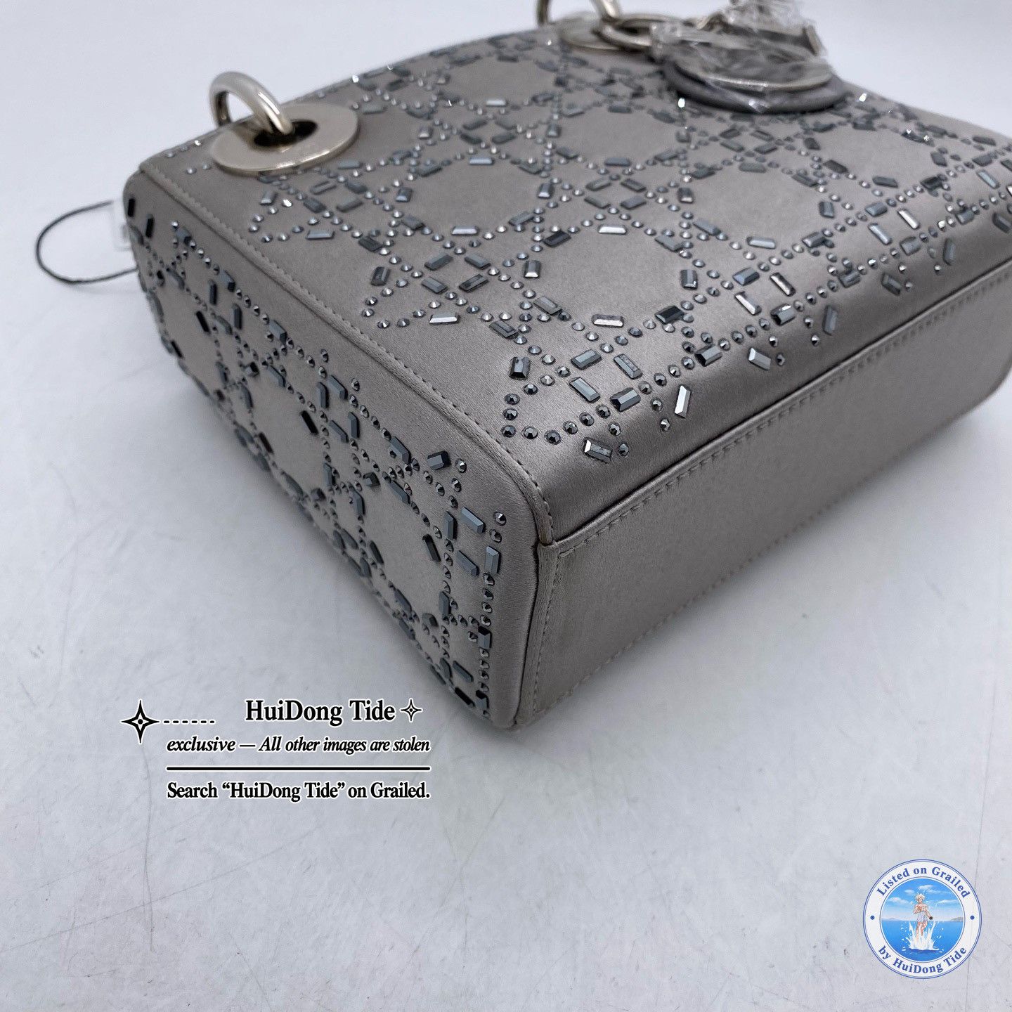 Dior Dior Lady Dior Satin Embellished Handle Bag ONE SIZE Size ONE SIZE - 10 Thumbnail
