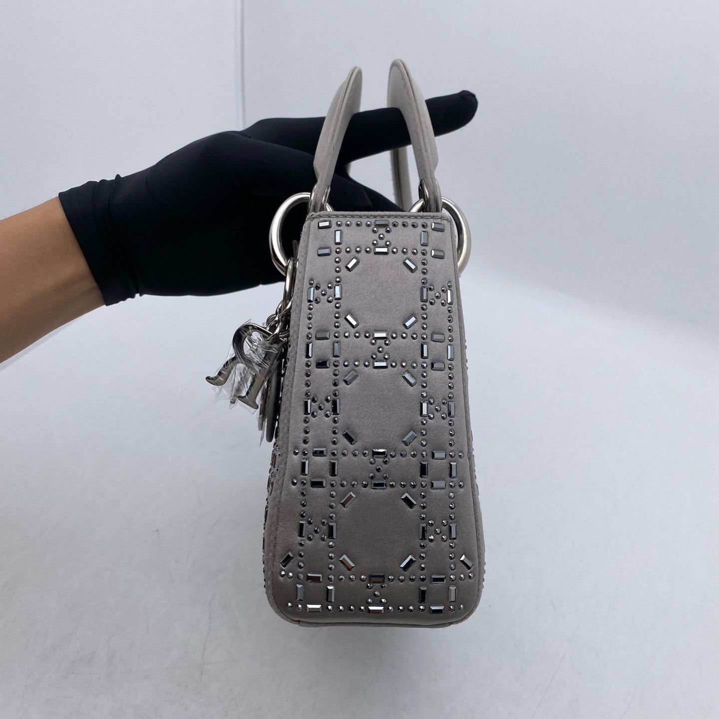 Dior Dior Lady Dior Satin Embellished Handle Bag ONE SIZE Size ONE SIZE - 7 Thumbnail