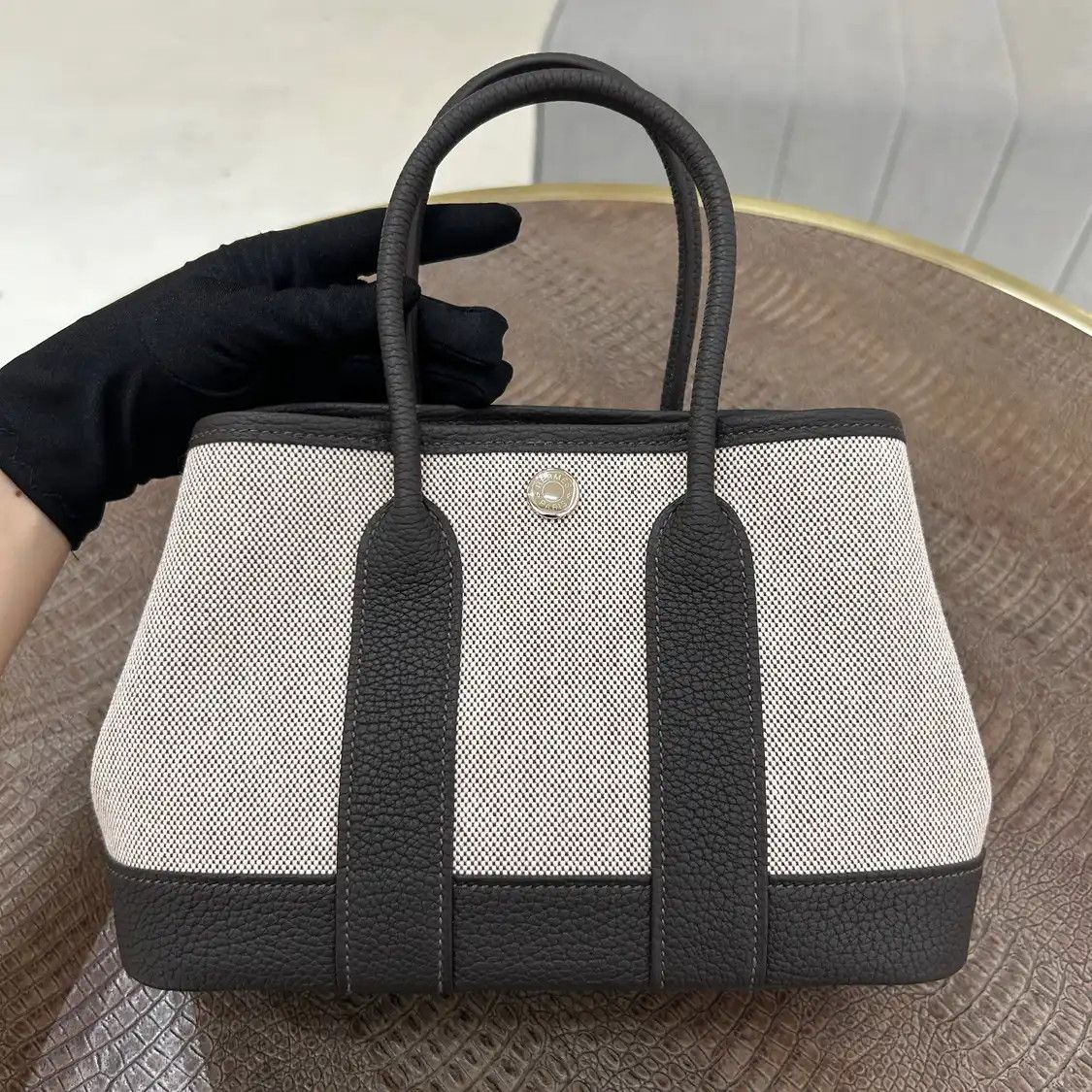Hermes Hermes Garden Party 23 brown coated canvas Garden Party handbag silver hardware Size ONE SIZE - 2 Thumbnail