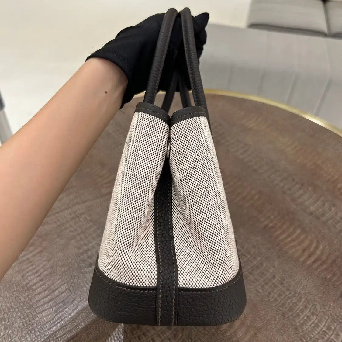 Hermes Hermes Garden Party 23 brown coated canvas Garden Party handbag silver hardware Size ONE SIZE - 4 Thumbnail