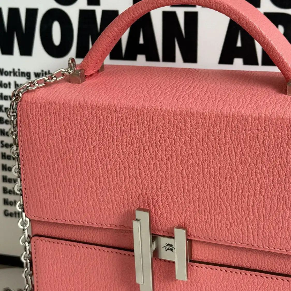 Hermes Hermes Cinhetic Rose Lipstick Chèvre Mysore goatskin shoulder bag silver hardwar Size ONE SIZE - 9 Thumbnail