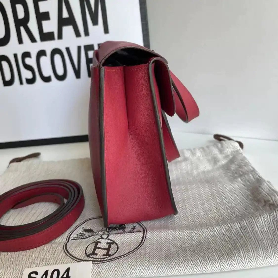 Hermes Hermes Halzan mini Rose Lipstick Swift cowhide leather crossbody bag silver hard Size ONE SIZE - 3 Thumbnail