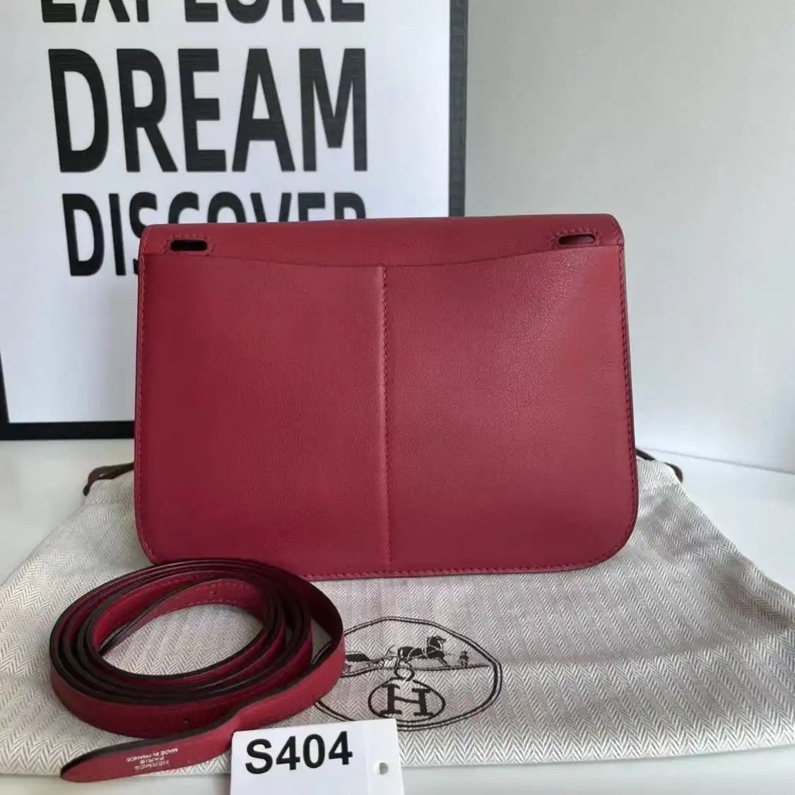 Hermes Hermes Halzan mini Rose Lipstick Swift cowhide leather crossbody bag silver hard Size ONE SIZE - 2 Thumbnail