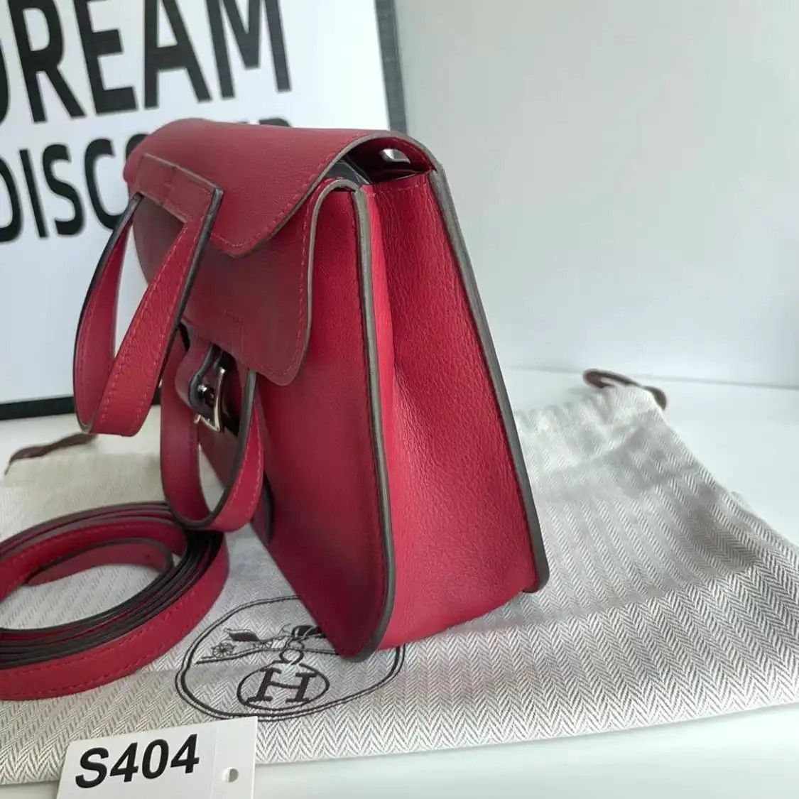 Hermes Hermes Halzan mini Rose Lipstick Swift cowhide leather crossbody bag silver hard Size ONE SIZE - 4 Thumbnail