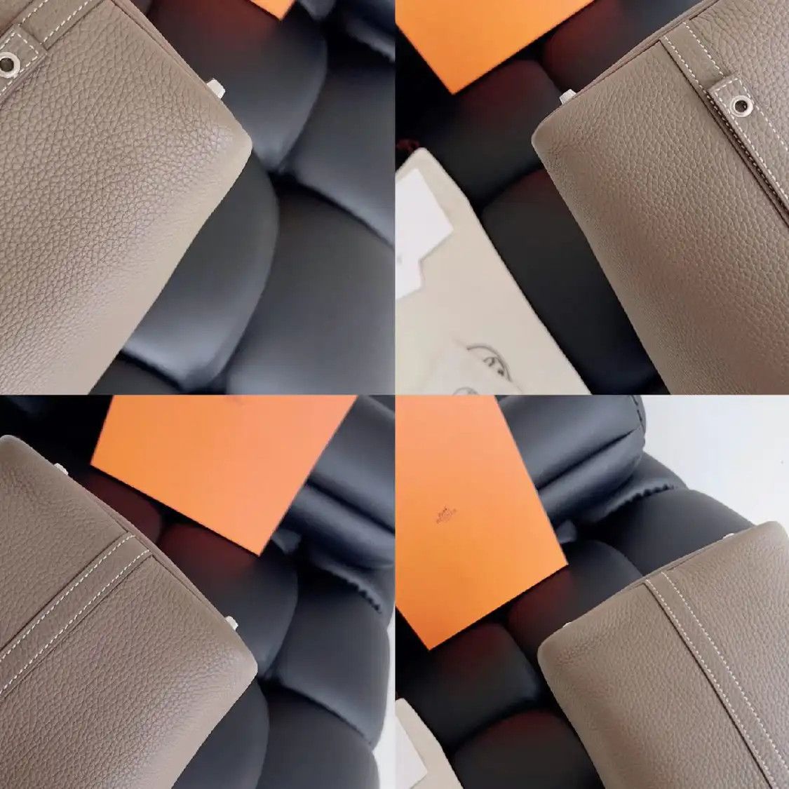 Hermes Hermes Picotin Lock 22 Etoupe Clemence cowhide leather picotin handbag silver ha Size ONE SIZE - 5 Thumbnail