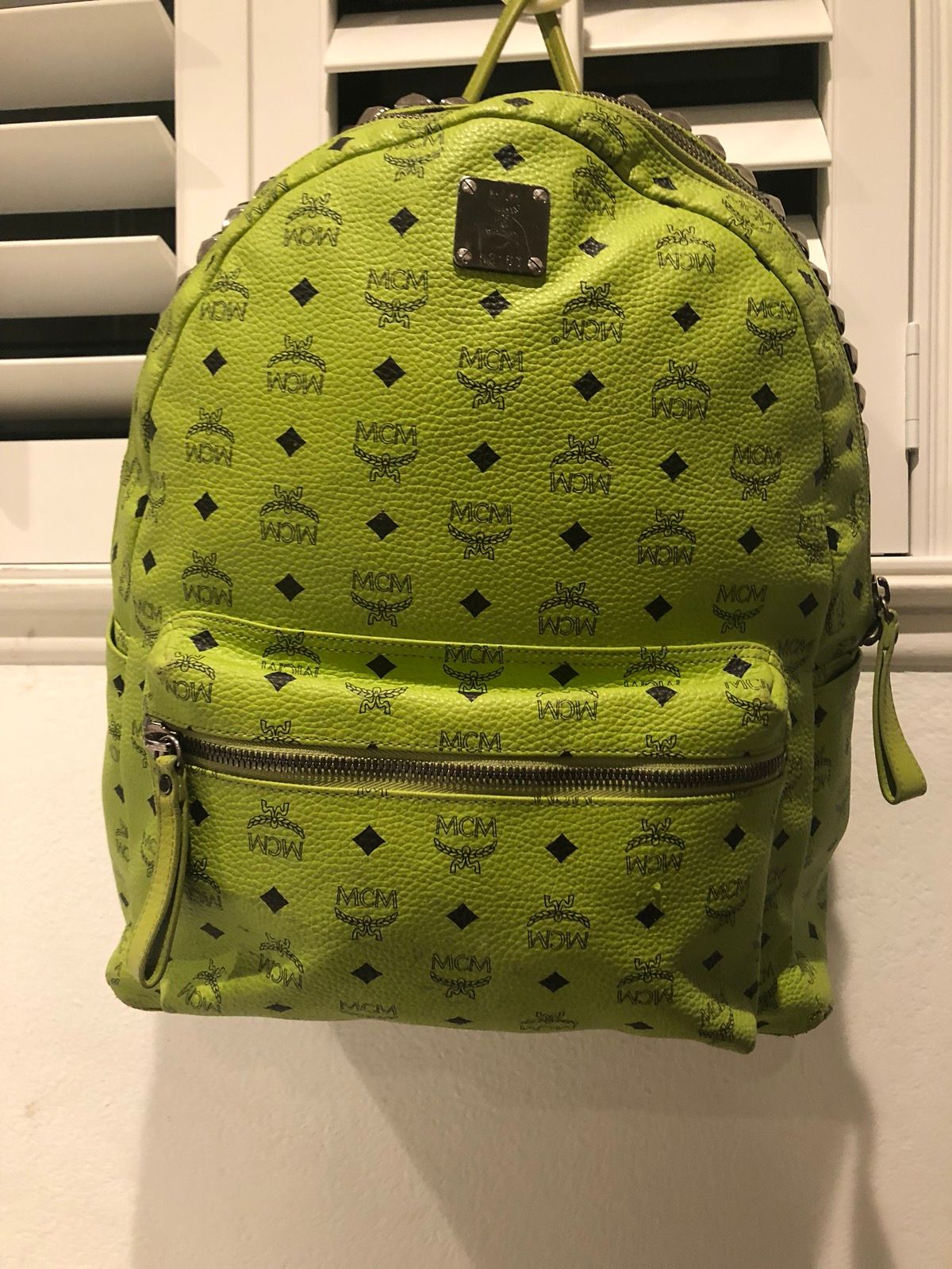 Bags, Lime Green Mcm Backpack Large