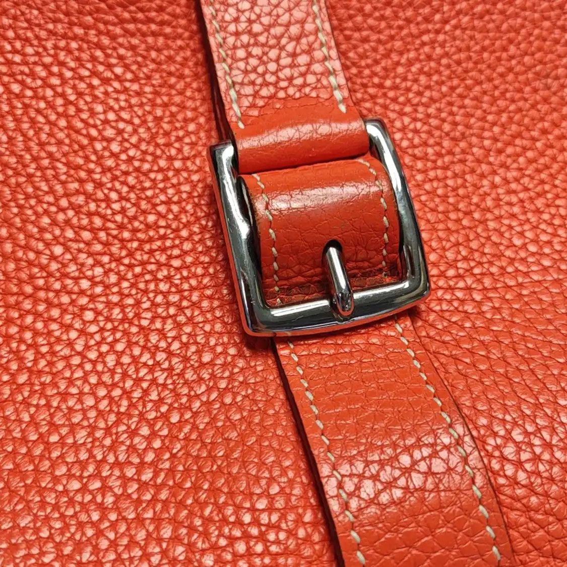 Hermes Hermes Halzan Lotus Gold / orange-red Clemence cowhide leather shoulder bag hand Size ONE SIZE - 9 Thumbnail