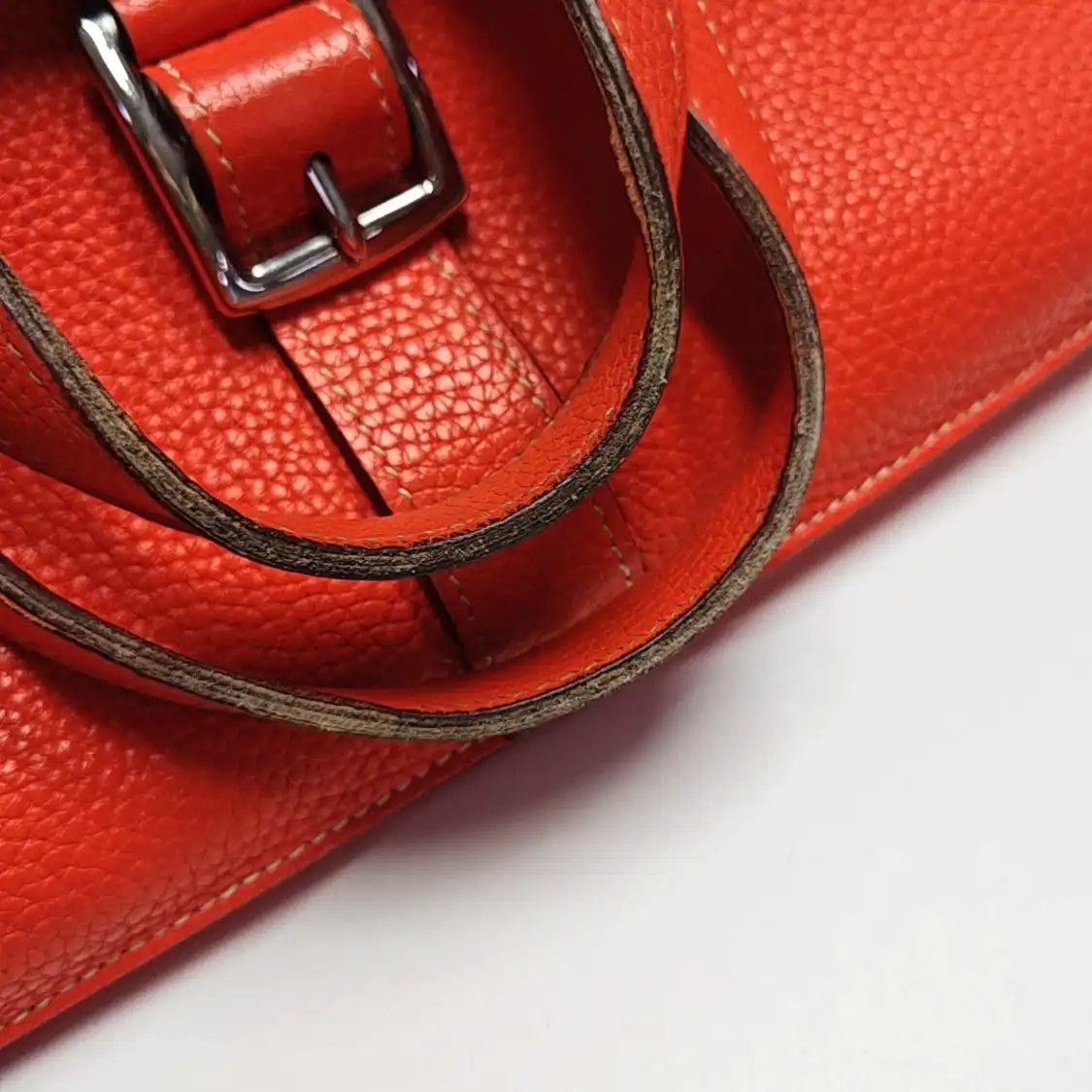 Hermes Hermes Halzan Lotus Gold / orange-red Clemence cowhide leather shoulder bag hand Size ONE SIZE - 10 Thumbnail