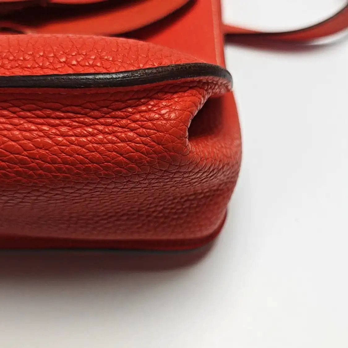 Hermes Hermes Halzan Lotus Gold / orange-red Clemence cowhide leather shoulder bag hand Size ONE SIZE - 11 Thumbnail