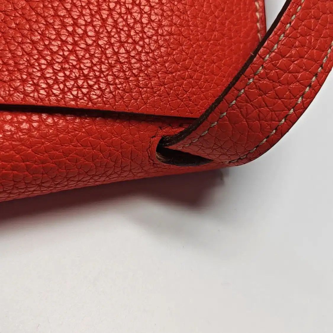 Hermes Hermes Halzan Lotus Gold / orange-red Clemence cowhide leather shoulder bag hand Size ONE SIZE - 14 Thumbnail
