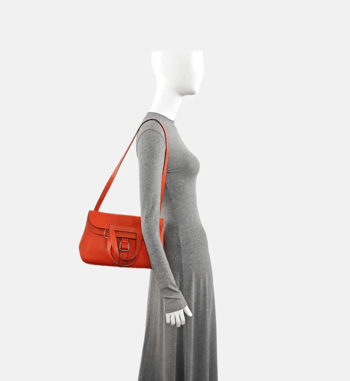 Hermes Hermes Halzan Lotus Gold / orange-red Clemence cowhide leather shoulder bag hand Size ONE SIZE - 2 Thumbnail