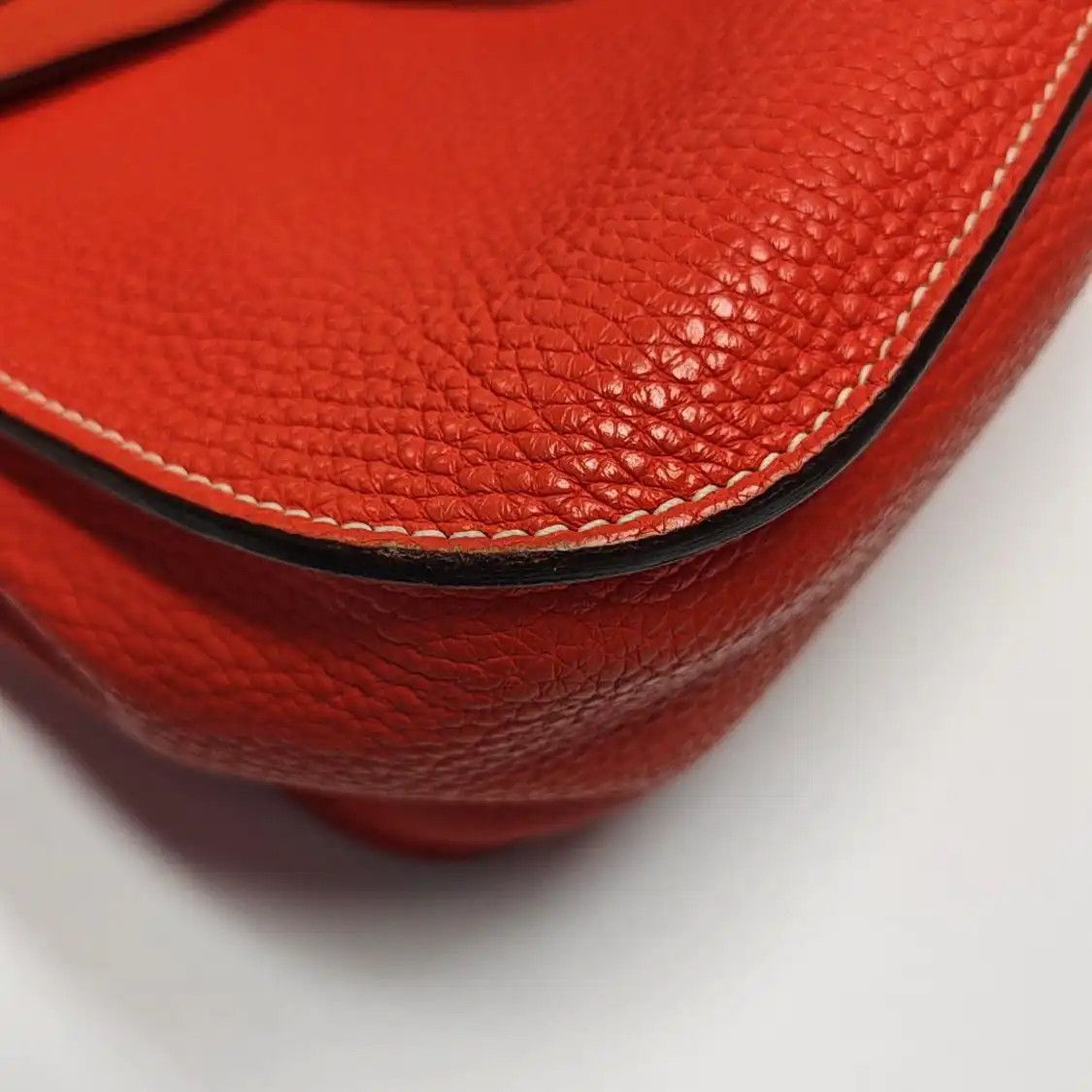 Hermes Hermes Halzan Lotus Gold / orange-red Clemence cowhide leather shoulder bag hand Size ONE SIZE - 12 Thumbnail