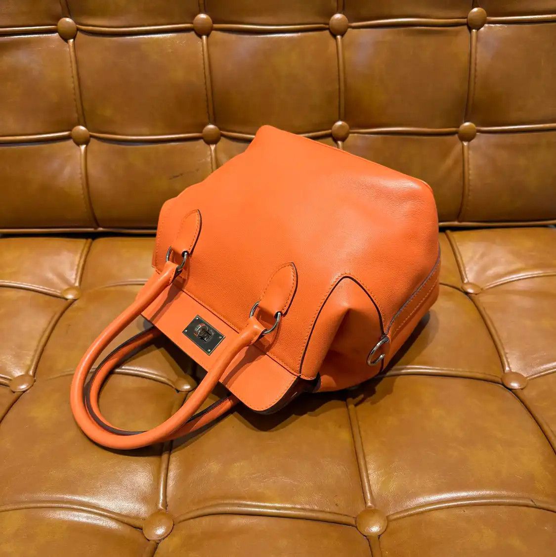 Hermes Hermes Toolbox 20 orange Evercolor cowhide leather shoulder bag silver hardware Size ONE SIZE - 6 Thumbnail