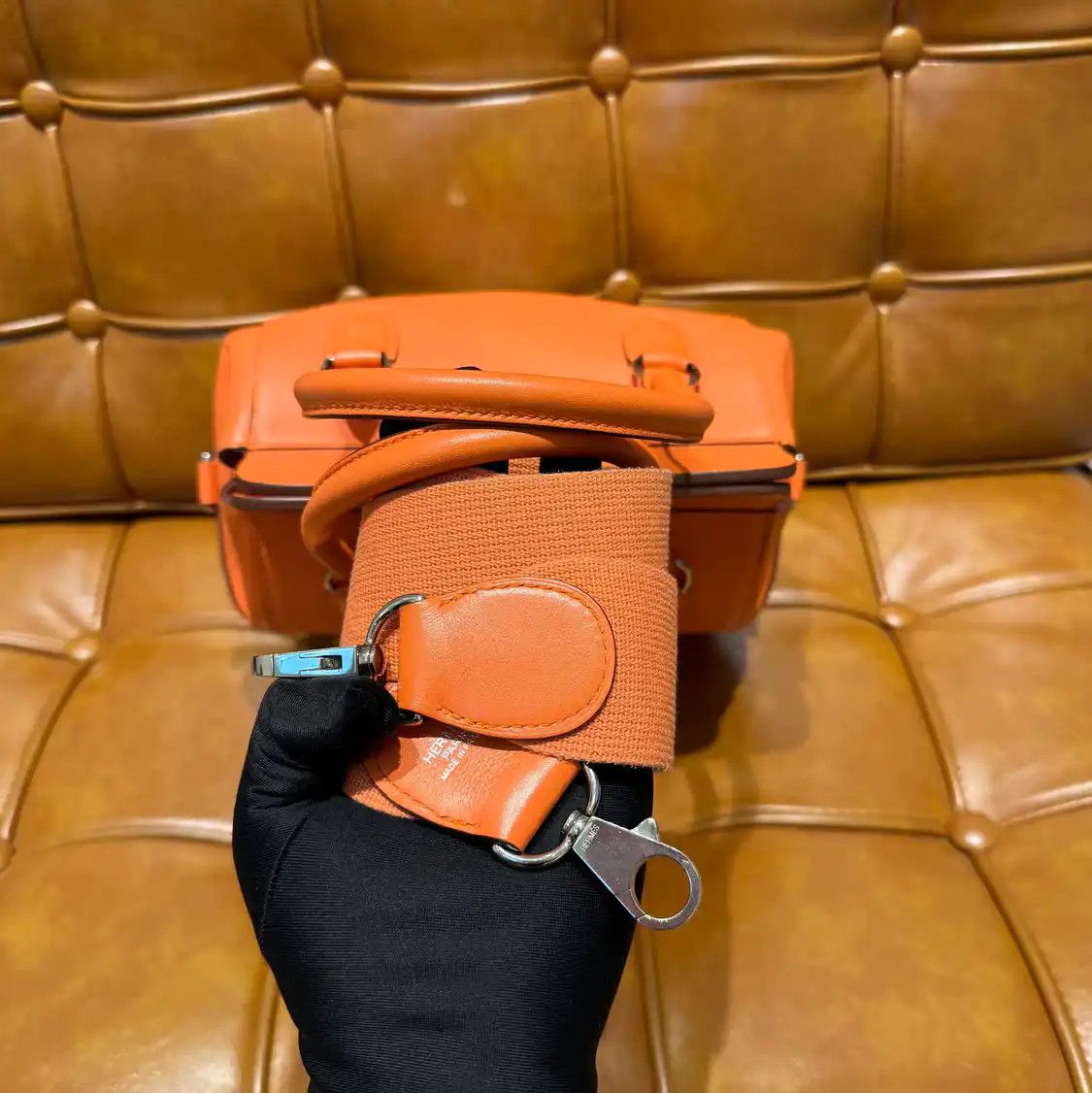 Hermes Hermes Toolbox 20 orange Evercolor cowhide leather shoulder bag silver hardware Size ONE SIZE - 8 Thumbnail