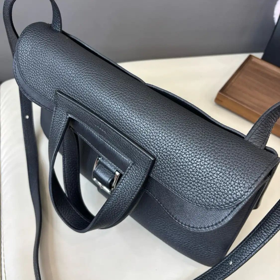 Hermes Hermes Halzan 31 black Clemence cowhide leather crossbody bag silver hardware C Size ONE SIZE - 7 Thumbnail