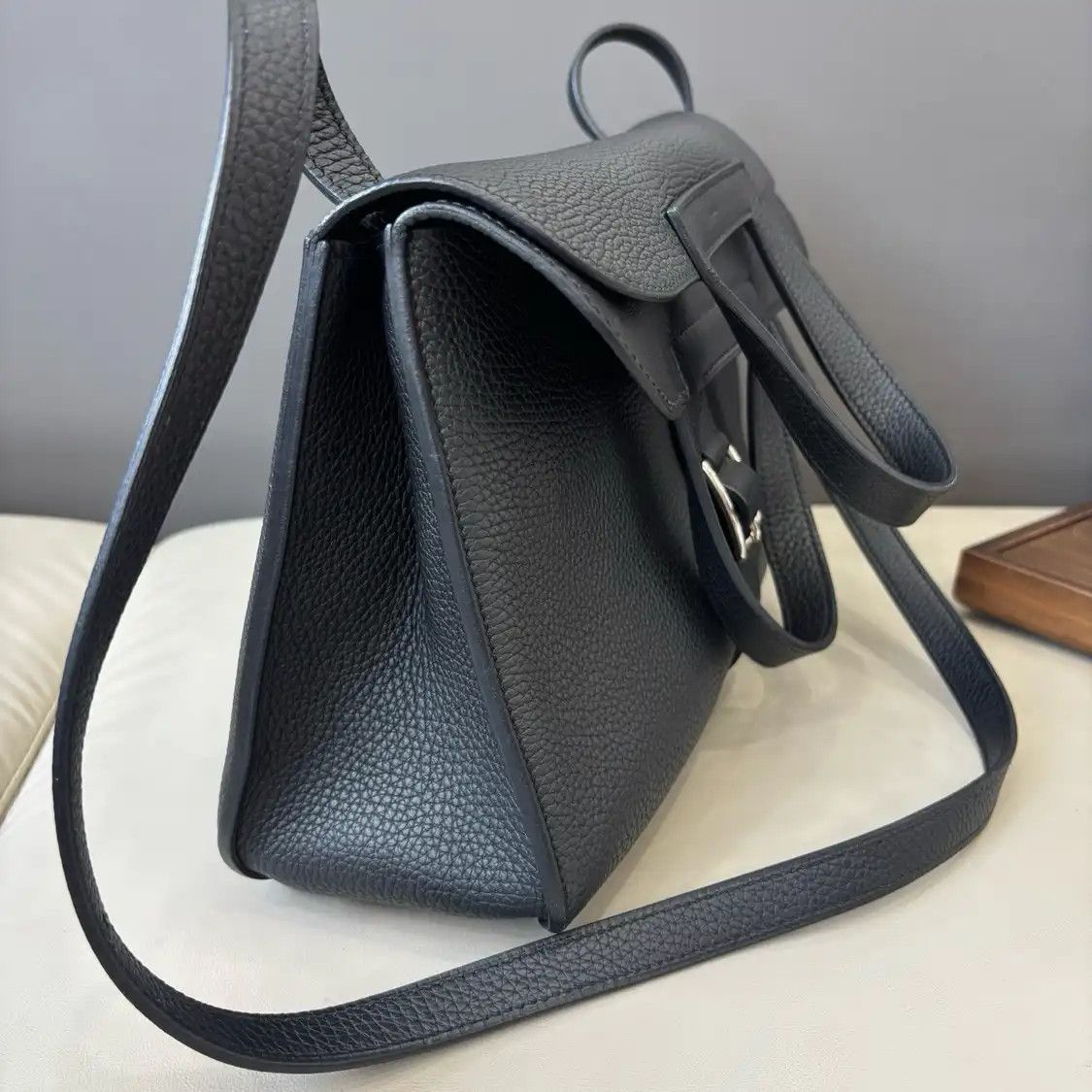 Hermes Hermes Halzan 31 black Clemence cowhide leather crossbody bag silver hardware C Size ONE SIZE - 2 Thumbnail
