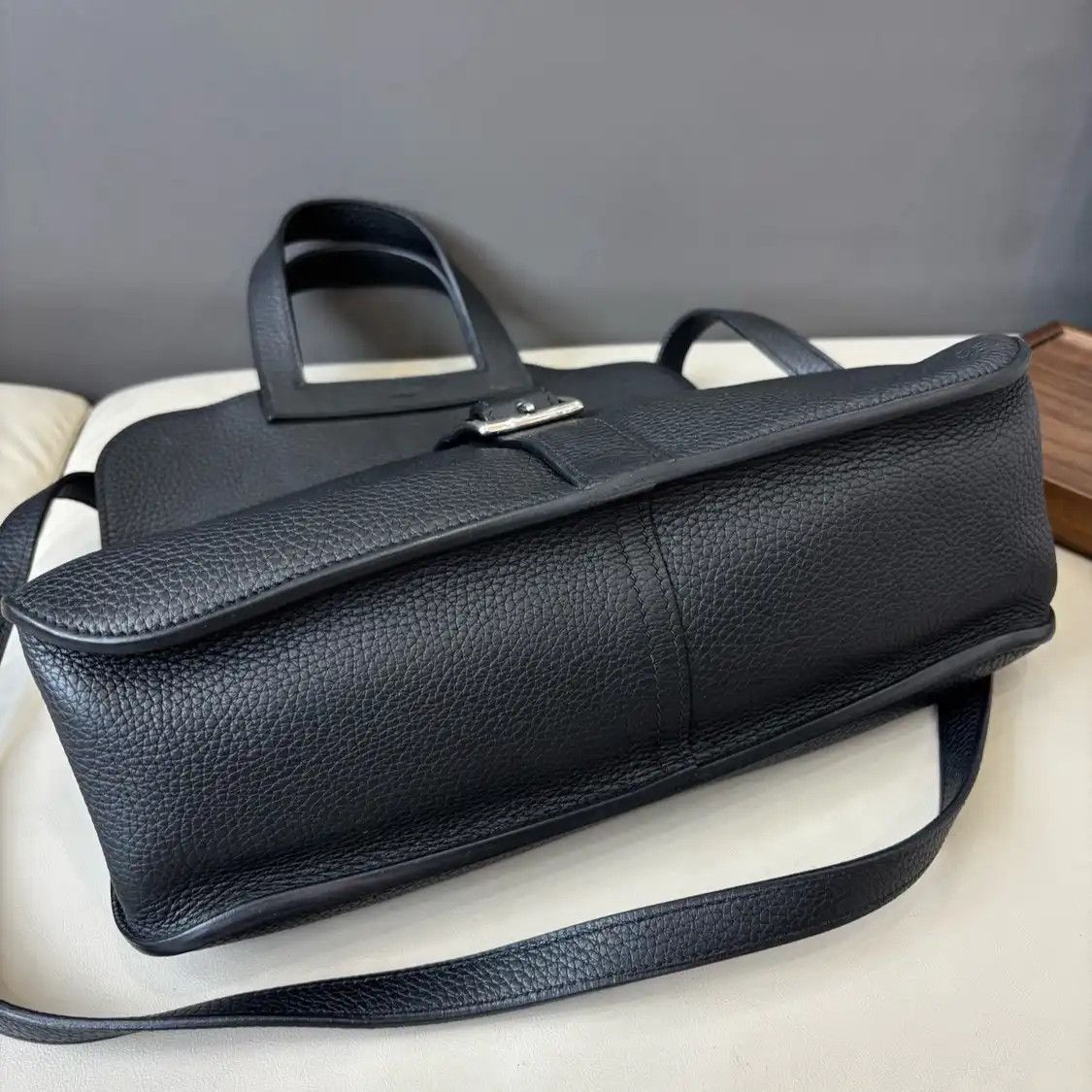 Hermes Hermes Halzan 31 black Clemence cowhide leather crossbody bag silver hardware C Size ONE SIZE - 6 Thumbnail