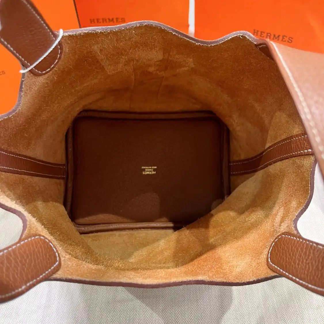 Hermes Hermes Picotin Lock 18 Gold Brown Clemence cowhide leather picotin handbag gold Size ONE SIZE - 6 Thumbnail