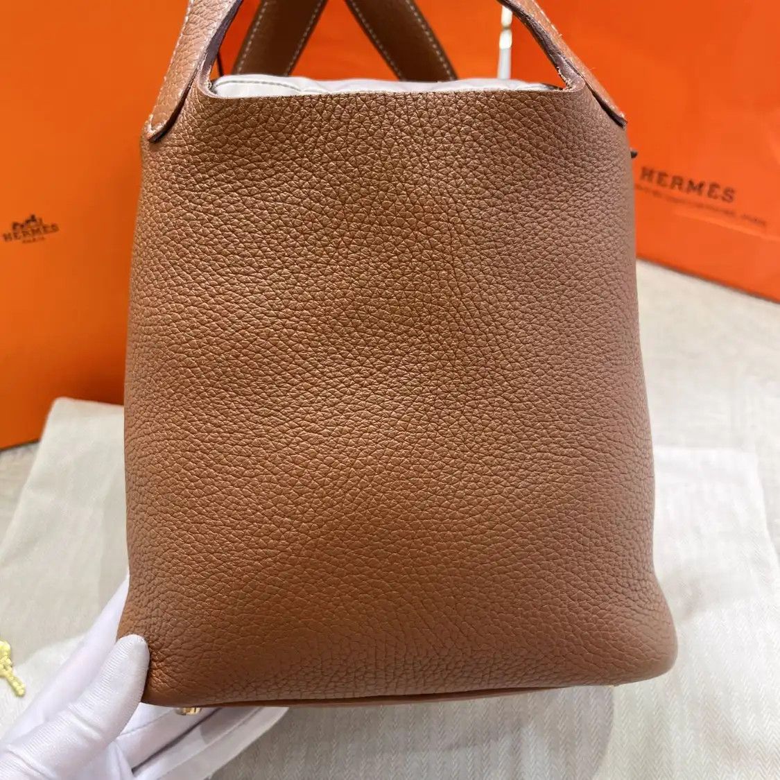 Hermes Hermes Picotin Lock 18 Gold Brown Clemence cowhide leather picotin handbag gold Size ONE SIZE - 2 Thumbnail