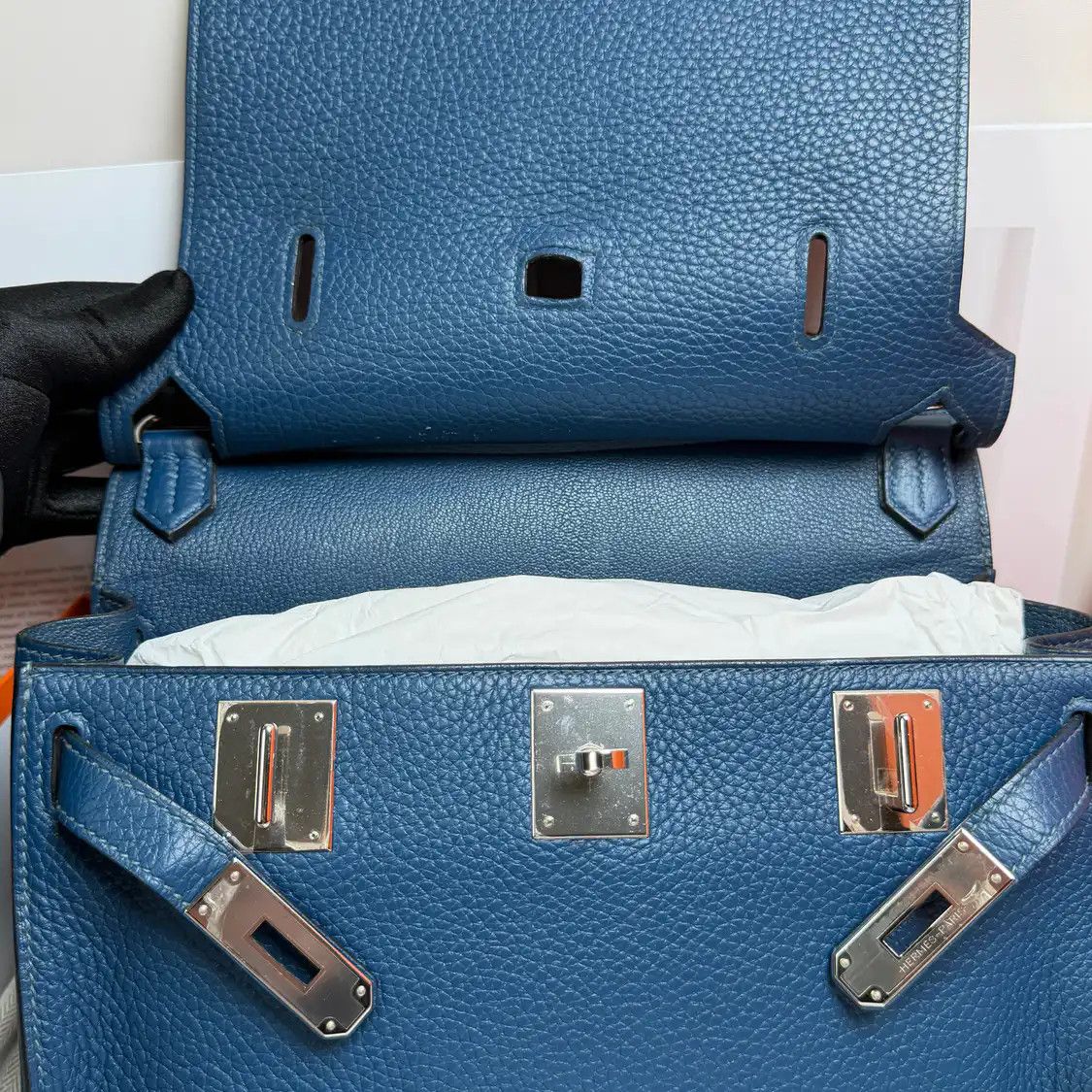 Hermes Hermes Jypsiere 28 denim blue Clemence cowhide leather Jypsiere bag shoulder bag Size ONE SIZE - 7 Thumbnail