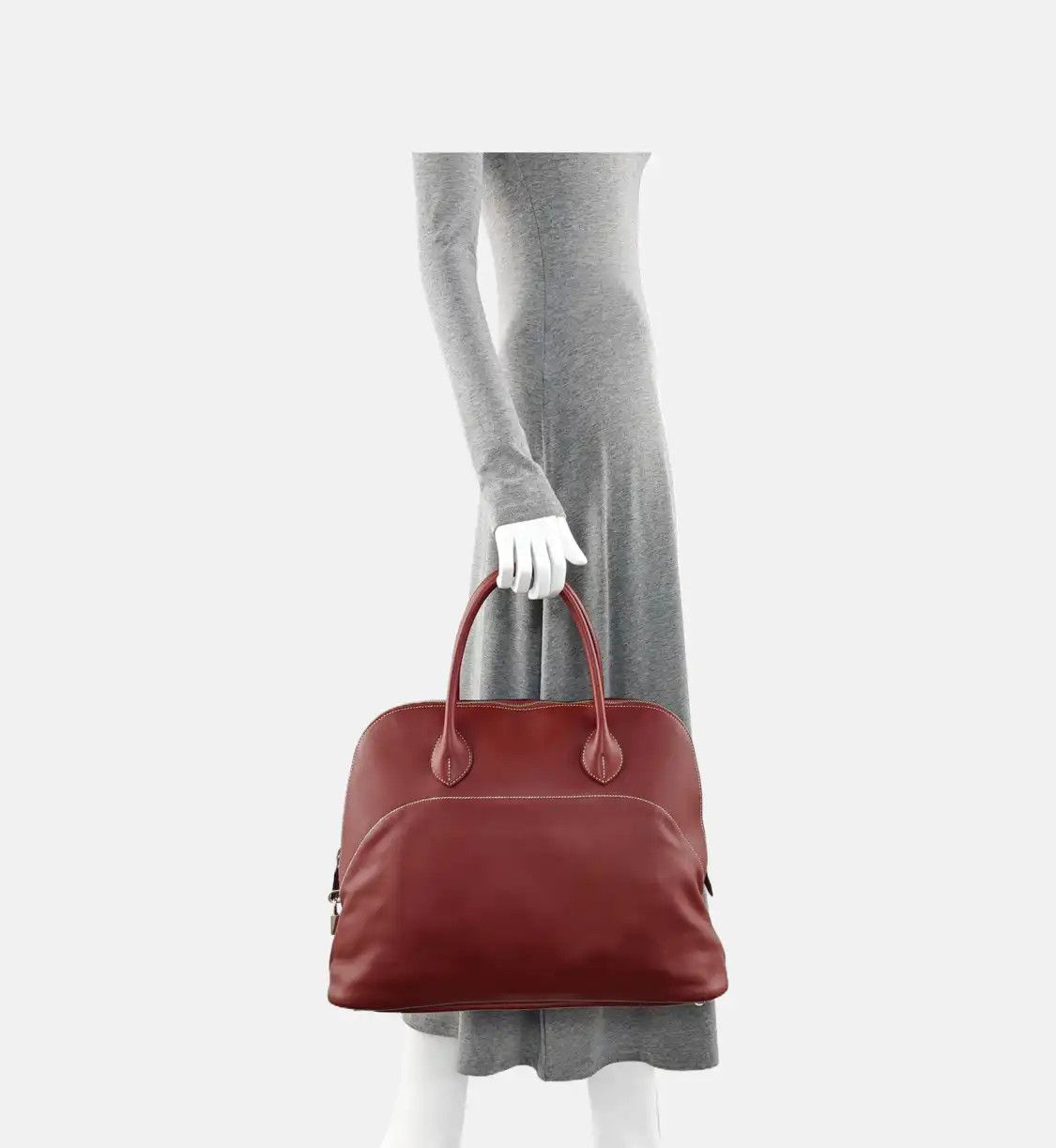 Hermes Hermes Bolide Hermes red Swift cowhide leather handbag silver hardware T Size ONE SIZE - 2 Thumbnail