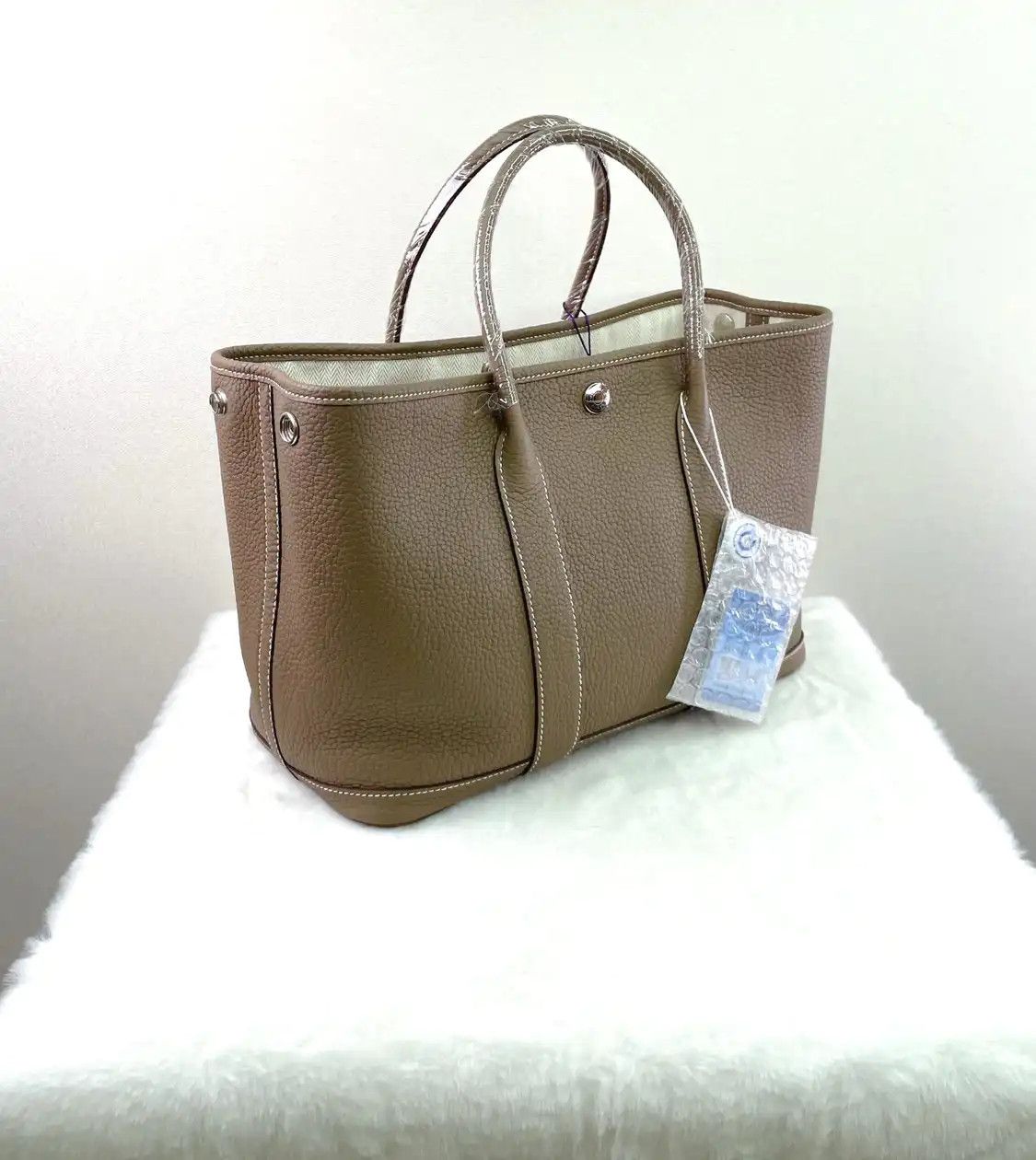 Hermes Hermes Garden Party 30 Etoupe Negondacowhide leather Garden Party handbag silver Size ONE SIZE - 9 Thumbnail