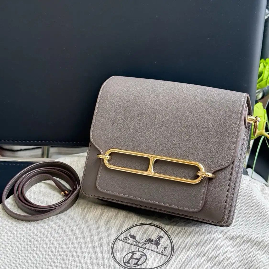 Hermes Hermes Roulis Etain cowhide leather Roulis shoulder bag gold hardware Z Size ONE SIZE - 7 Thumbnail