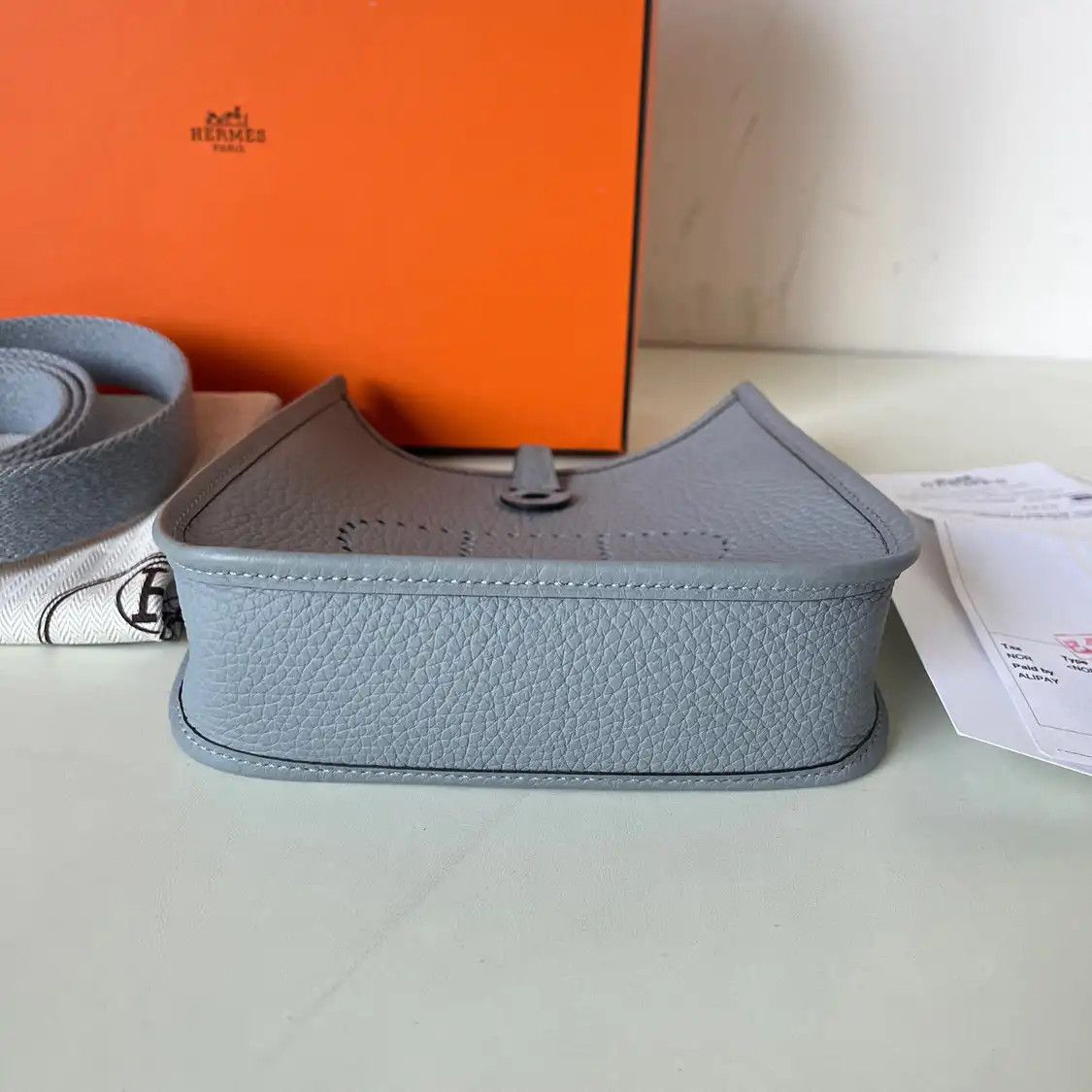 Hermes Hermes Evelyne mini wood grey Clemence cowhide leather cutout Evelyne crossbody Size ONE SIZE - 5 Thumbnail