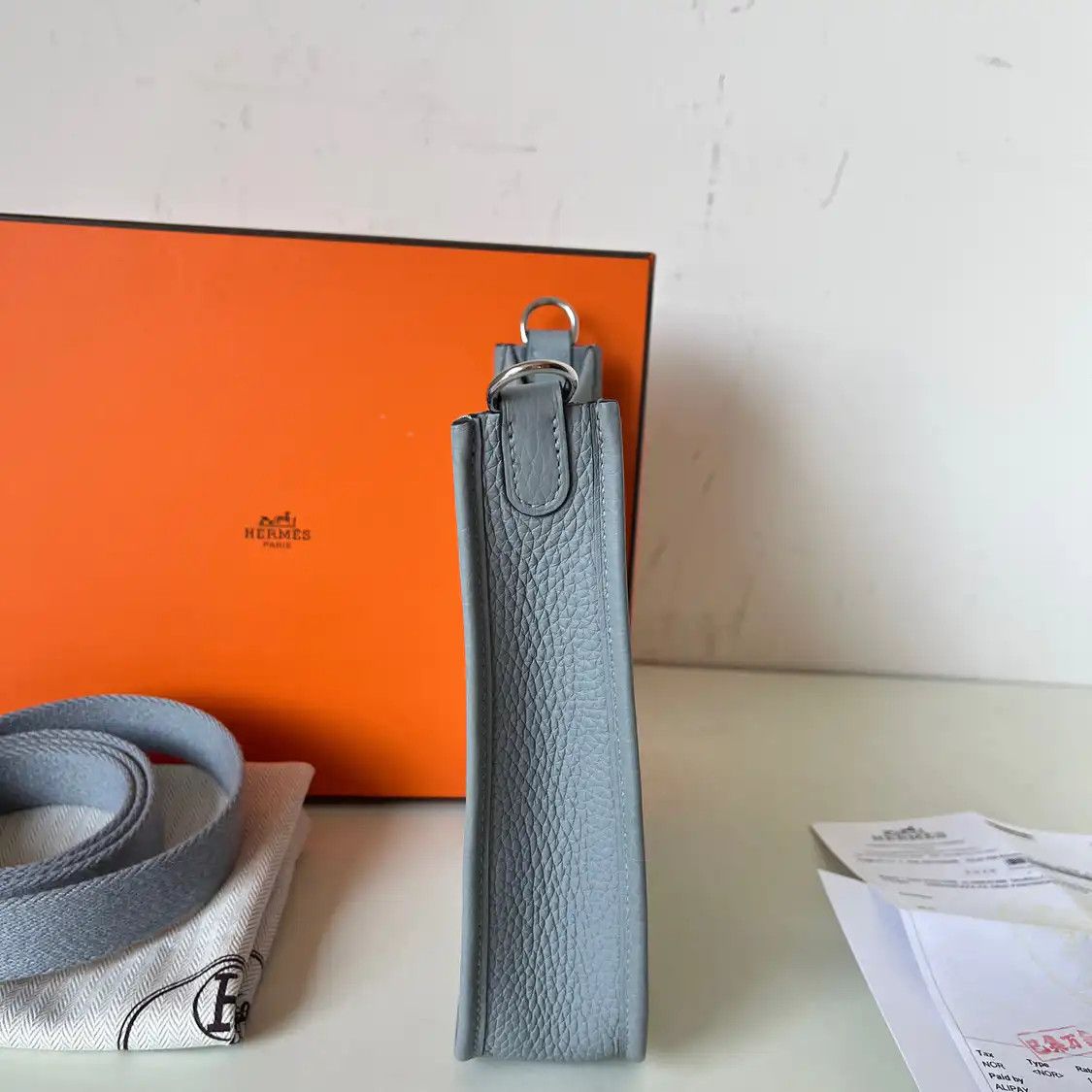 Hermes Hermes Evelyne mini wood grey Clemence cowhide leather cutout Evelyne crossbody Size ONE SIZE - 4 Thumbnail