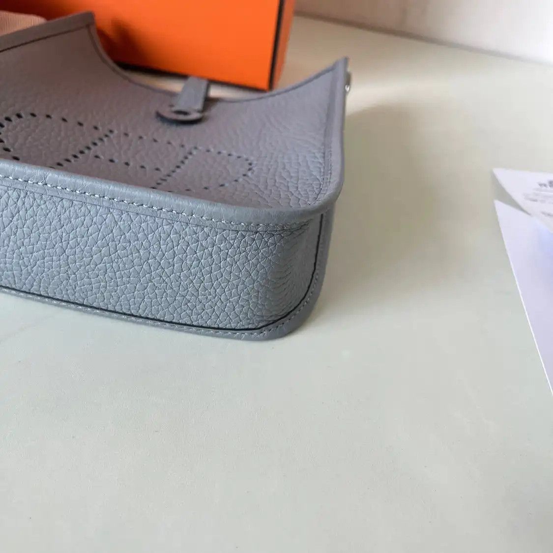 Hermes Hermes Evelyne mini wood grey Clemence cowhide leather cutout Evelyne crossbody Size ONE SIZE - 6 Thumbnail