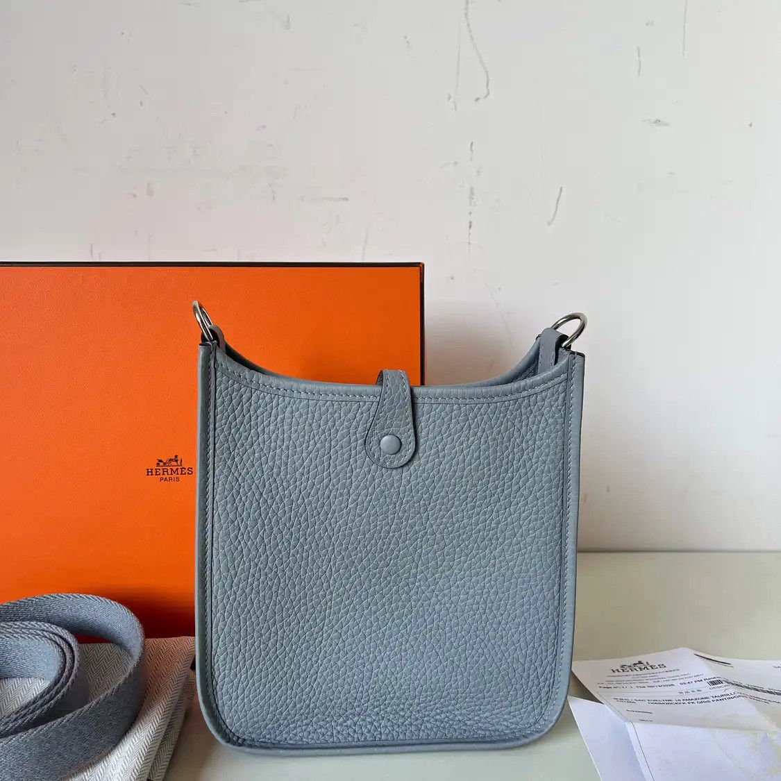 Hermes Hermes Evelyne mini wood grey Clemence cowhide leather cutout Evelyne crossbody Size ONE SIZE - 3 Thumbnail