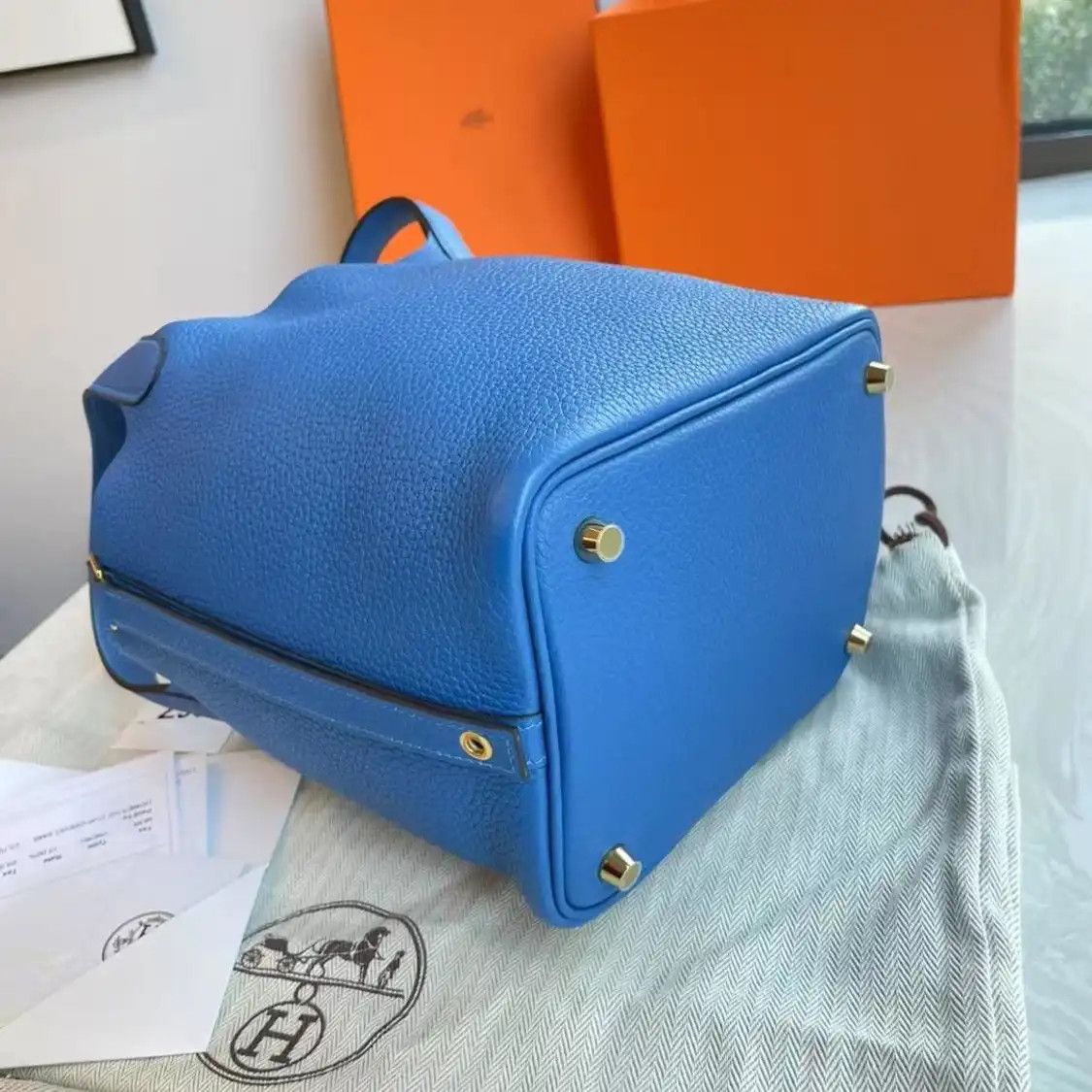 Hermes Hermes Picotin 18 blue Clemence cowhide leather picotin handbag gold hardware Y Size ONE SIZE - 6 Thumbnail