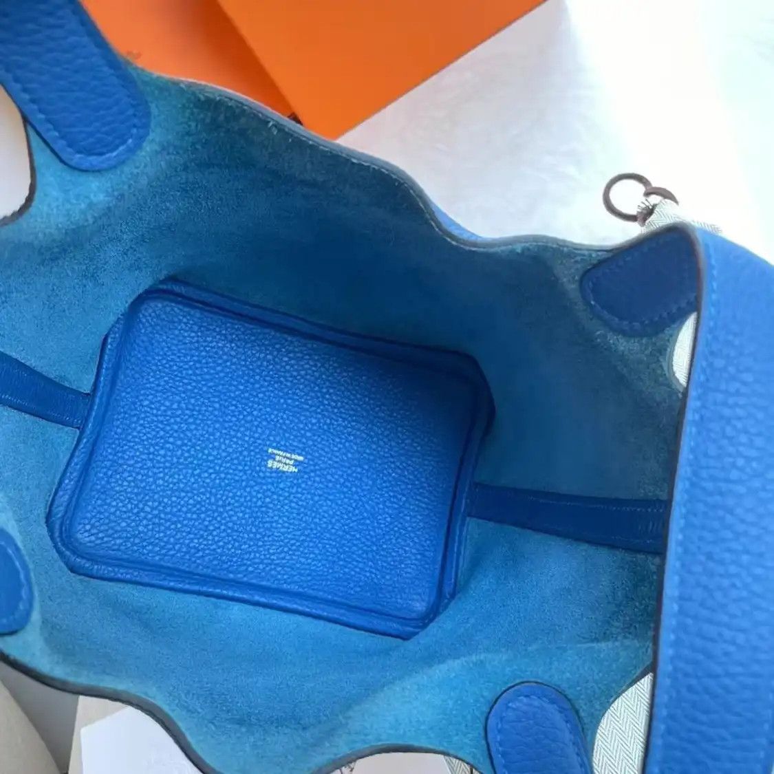 Hermes Hermes Picotin 18 blue Clemence cowhide leather picotin handbag gold hardware Y Size ONE SIZE - 7 Thumbnail