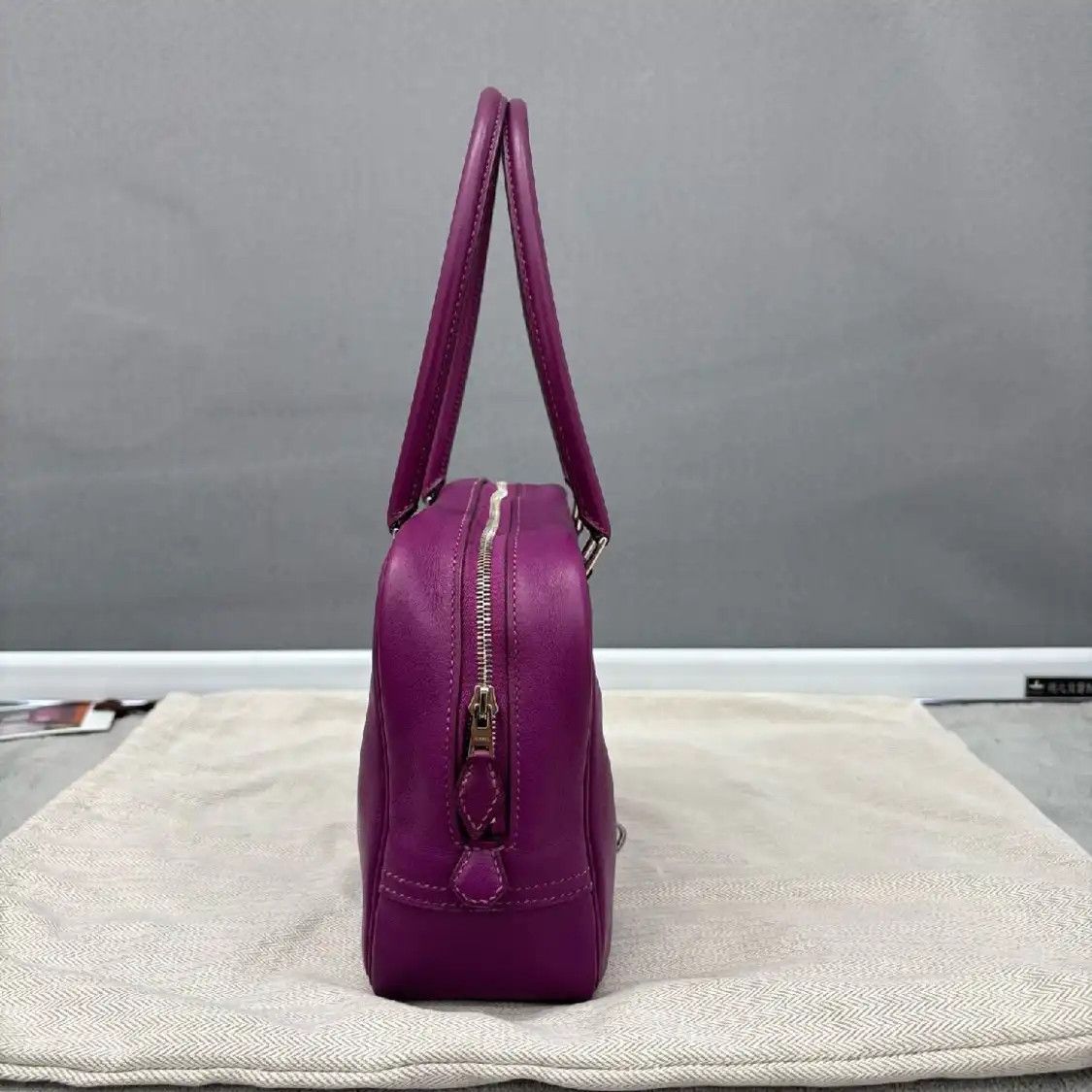 Hermes Hermes Plume Small rose purple sheepskin handbag silver hardware Size ONE SIZE - 3 Thumbnail