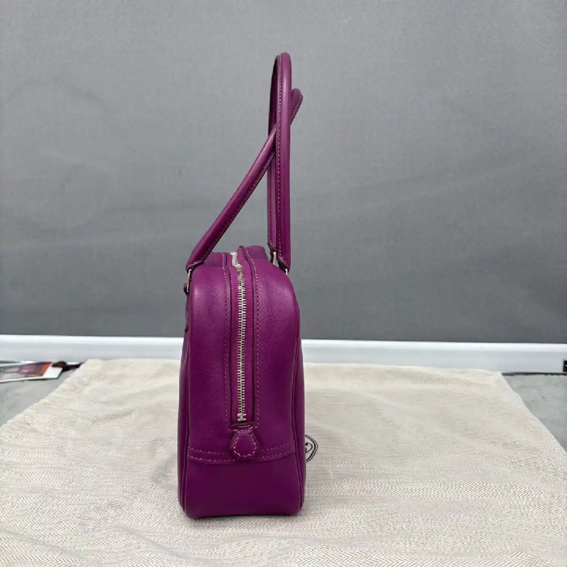 Hermes Hermes Plume Small rose purple sheepskin handbag silver hardware Size ONE SIZE - 2 Thumbnail