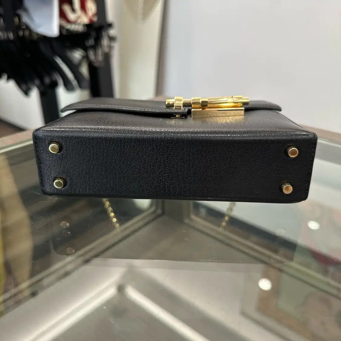 Hermes Hermes Verrou 17 black Chèvre Mysore goatskin bolt bag Verrou crossbody bag gold Size ONE SIZE - 6 Thumbnail