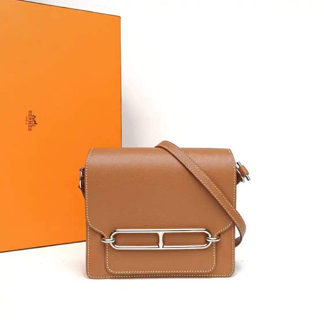 Hermes Hermes Roulis 19 Gold Brown Evercolor cowhide leather crossbody bag silver hardw Size ONE SIZE - 9 Thumbnail