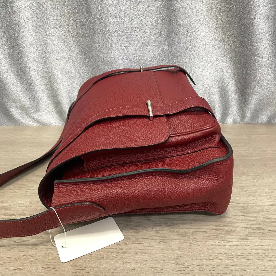 Hermes Hermes Steve Wine Red Clemence cowhide leather crossbody bag silver hardware Size ONE SIZE - 4 Thumbnail