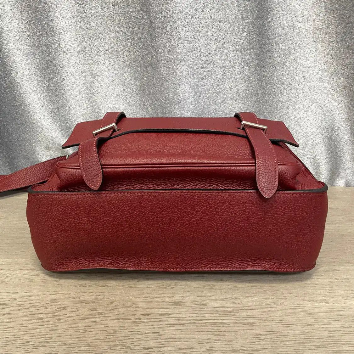 Hermes Hermes Steve Wine Red Clemence cowhide leather crossbody bag silver hardware Size ONE SIZE - 3 Thumbnail