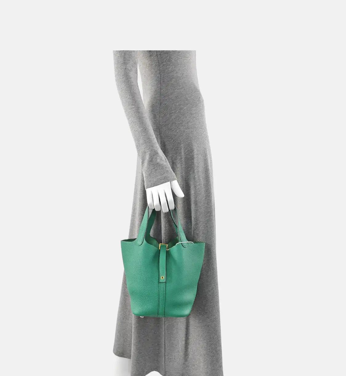 Hermes Hermes Picotin Lock 18 velvet green Clemence cowhide leather picotin handbag gol Size ONE SIZE - 2 Thumbnail