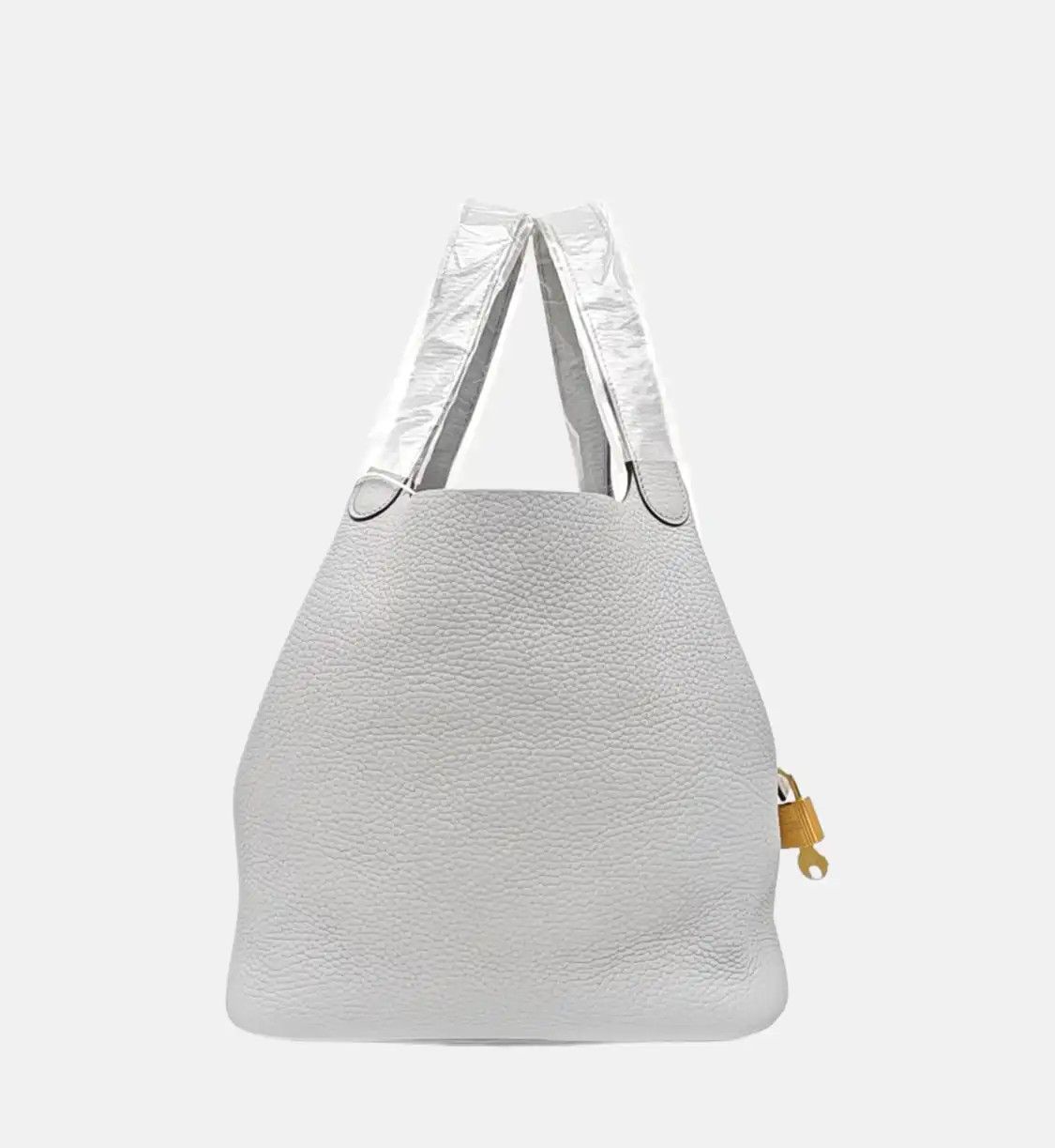 Hermes Hermes Picotin Lock 22 Bleu Brume Clemence cowhide leather picotin handbag gold Size ONE SIZE - 4 Thumbnail