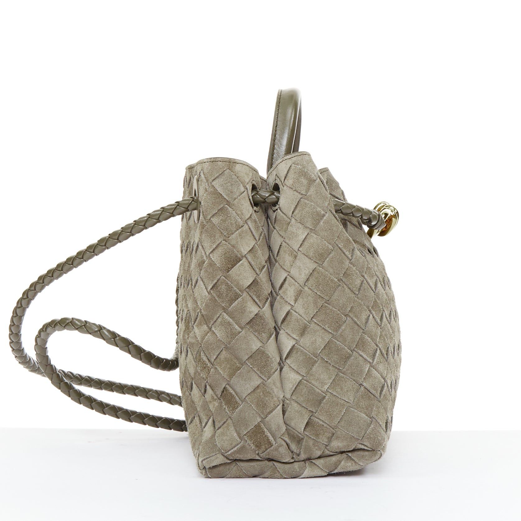 Bottega Veneta BOTTEGA VENETA Small Andiamo grey intrecciato suede gold knot tote bag Size ONE SIZE - 4 Thumbnail