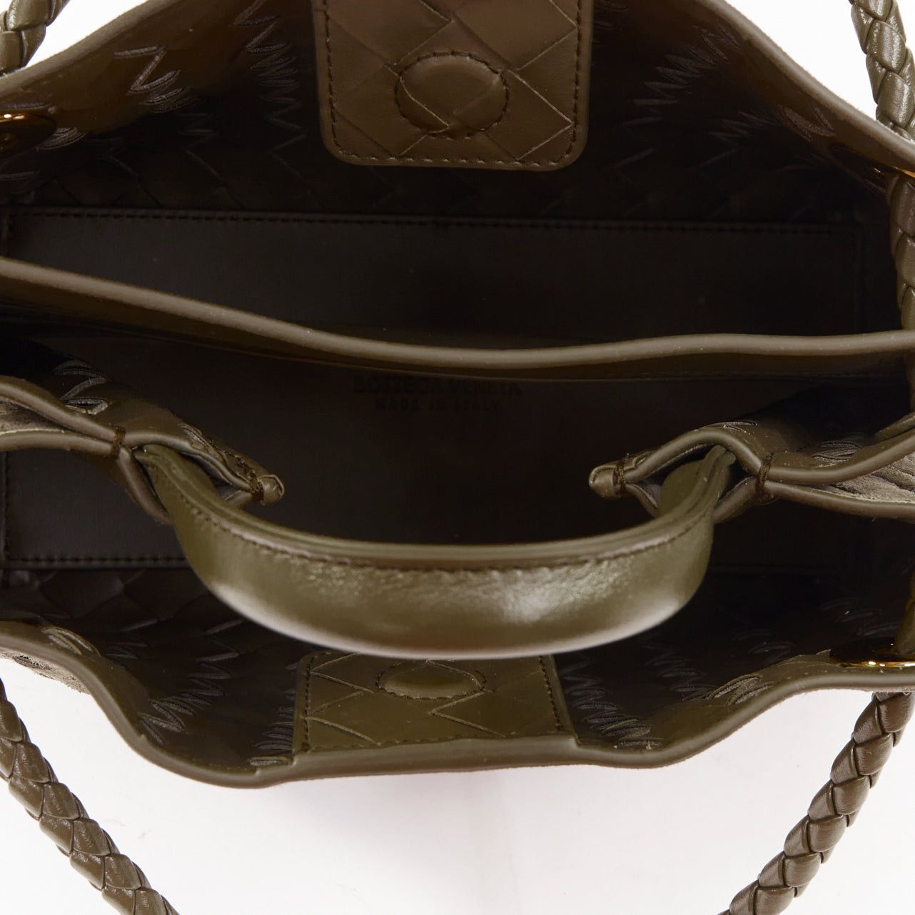 Bottega Veneta BOTTEGA VENETA Small Andiamo grey intrecciato suede gold knot tote bag Size ONE SIZE - 9 Thumbnail